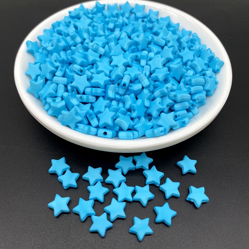 100 unids/lote 9mm cuentas acrílicas con forma de estrella de Color puro espaciador suelto para hacer joyería colgante collar pulsera hecha a mano DIY