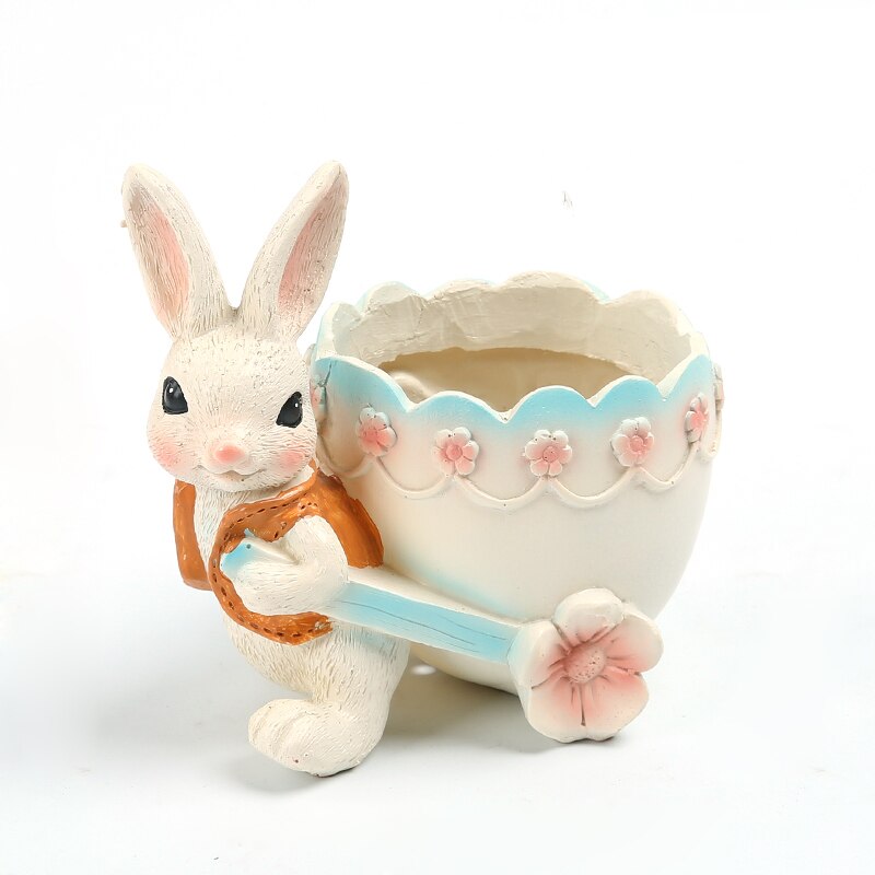 Europese Dorp Cartoon Succulente Planter Pot Combinatie Platter Ingemaakte Groene Plant Resin Konijn Decoratie Vlezige Bloempot: C