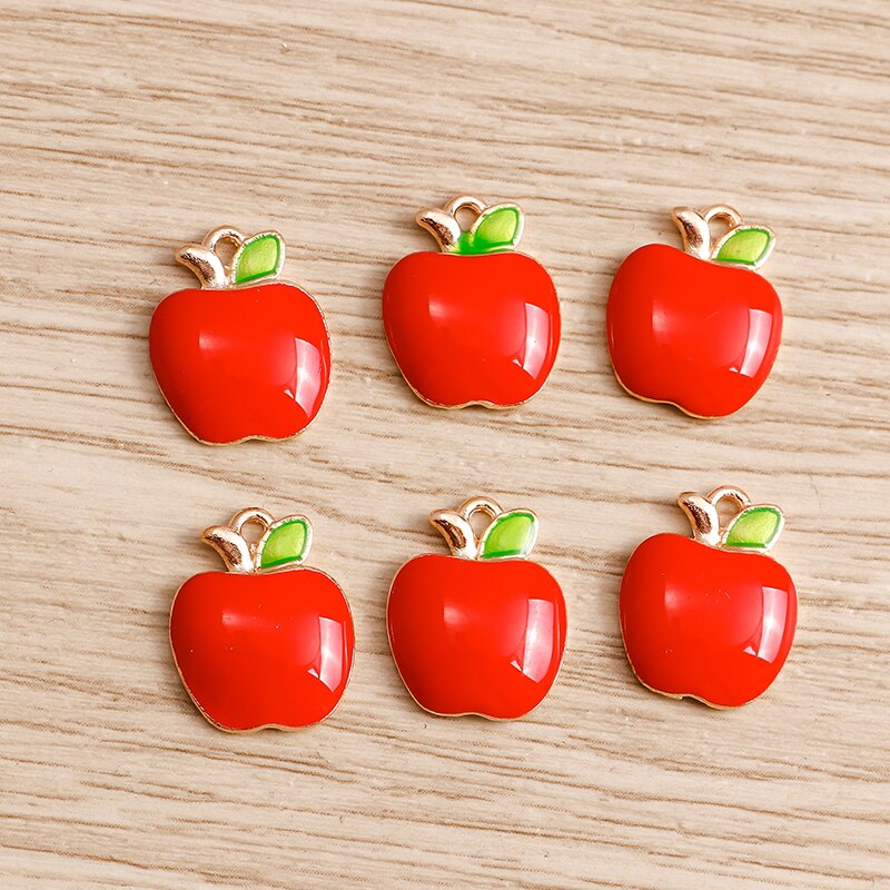 10 pçs/lote Esmalte Encantos para Brincos Pingentes Colares Fruta Morango Abacaxi Banana Laranja Encantos Artesanais Fazer Jóias: COR DE OURO ROSA