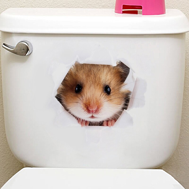 Calcomanías de animales en 3D, pegatinas de vinilo para la pared de la familia, calcomanías de arte, accesorios de cocina para posterwc, 1 ud.