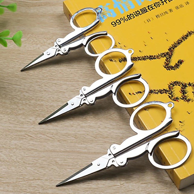 Stainless Steel Foldable Sissors Portable Student Handmade Crafts Scissors Stationery Office DIY School Supplies