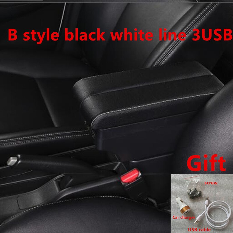 For Renault Clio 3 Captur Armrest box central Store content box with USB interface central Store content box with USB interface: B black white line