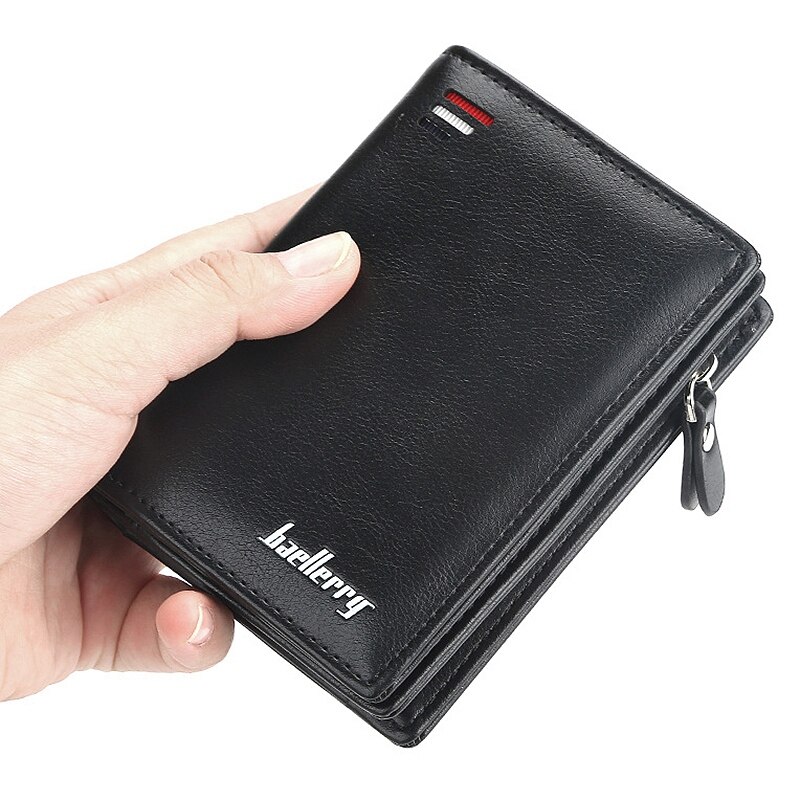 Baellerry Short Men Wallets Card Purse Multifunction Leather Wallet for Male Zipper Wallet