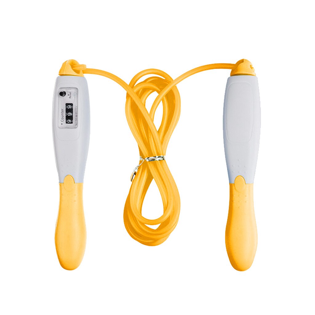 Fitness Jump Ropes With Counter Sports Adjustable Fast Speed Counting Sponge Jump Skip Rope Skipping Wire Examination Rope#P30: Yellow