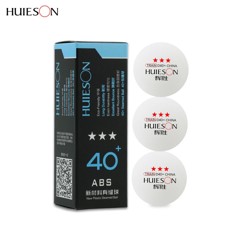 Huieson 3 st/pack plast pingisboll 40+mm 3 stjärnigt material abs bordtennisbollar bordtennistillbehör: Vit