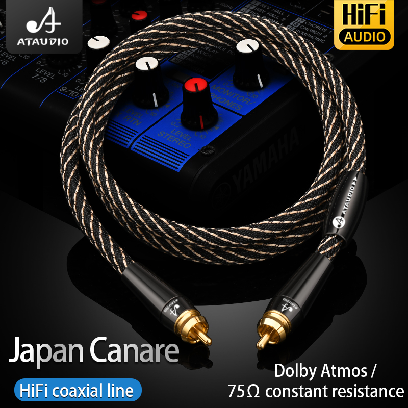 ATAUDIO-Cable de Audio Coaxial HiFi RCA, Cable Coaxial de Rca a Rca macho de 7Ω para proyector DVD, amplificador de altavoz de TV