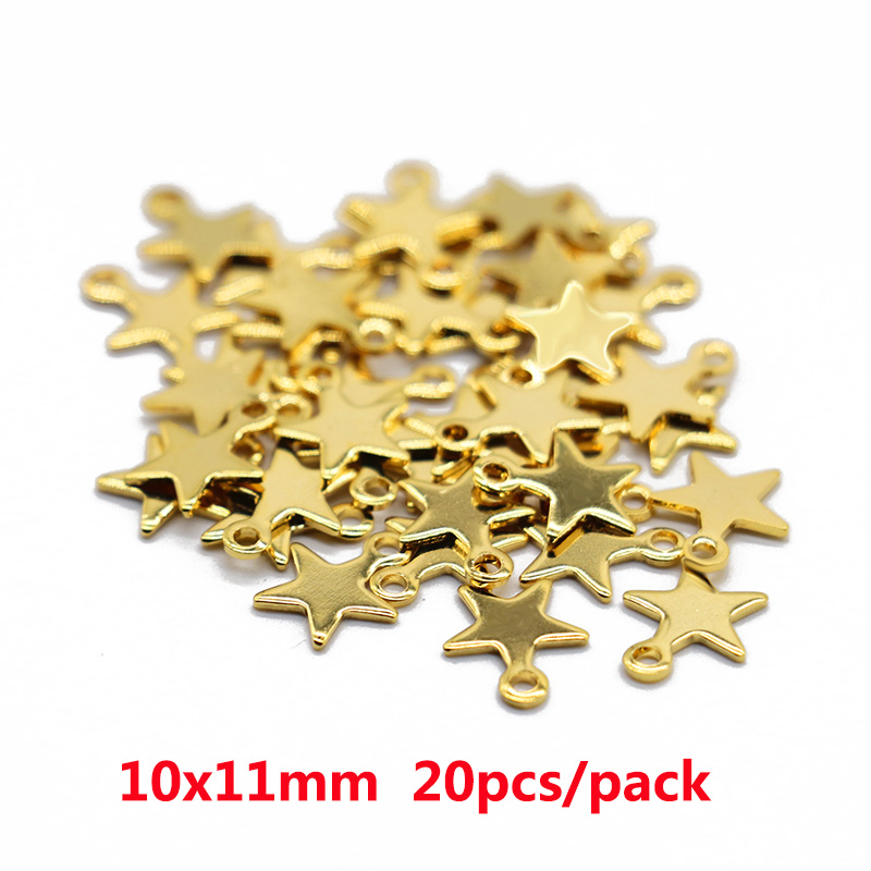 20/100pcs/lot 9x10mm Stainless Steel Star Moon Charms Pendants Star Floating Charm for DIY Necklace Jewelry Making Findings: Gold-color