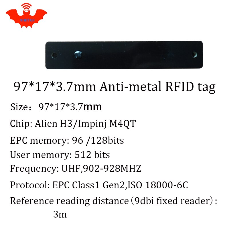 Uhf rfid metal tag 915 mhz 868 mhz alien higgs 3 epcc 1 g 2 6c 97*17*3.7mm slim varer hylde pcb smart card passive rfid tags