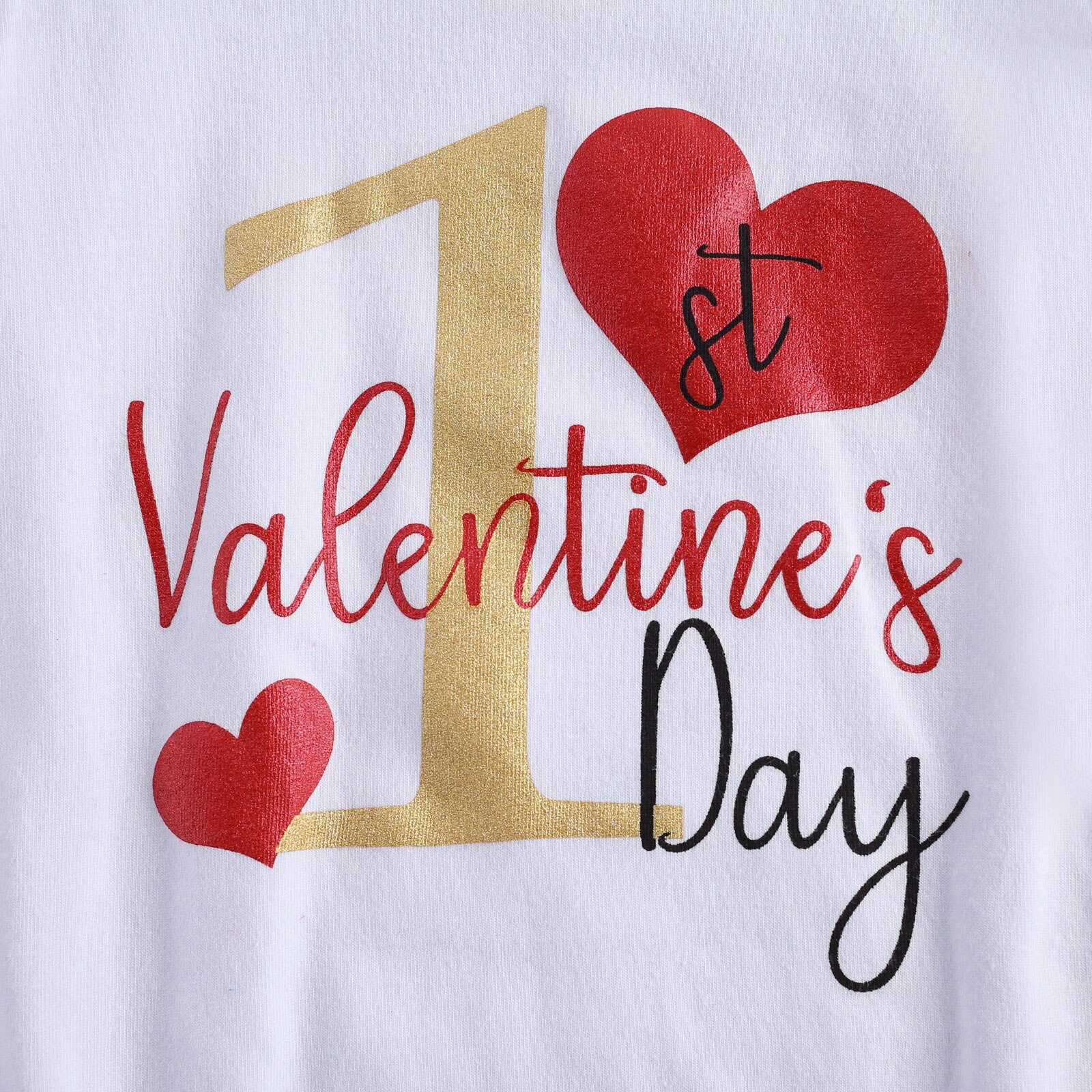 Ma & niemowlę 0-24M mój 1st walentynki noworodka zestaw ubrań dla dziewczynek falbany romper czerwone spódnice stroje słodkie kostiumy