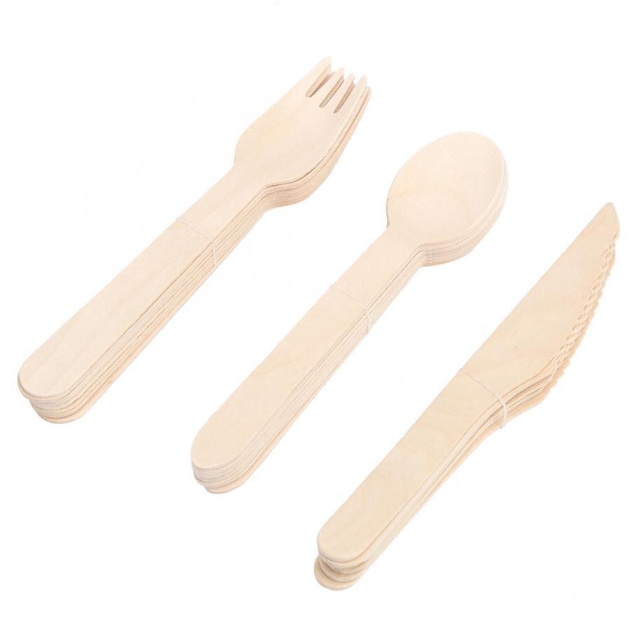 Wegwerp Forks Wegwerp Houten Mes Vork Lepel Verjaardag Bruiloft Feestartikelen Schotel Servies Set Wegwerp Vorken