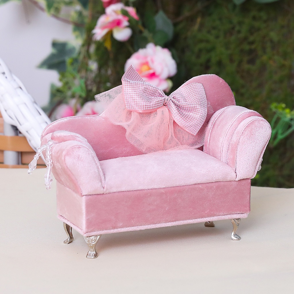 Creatieve Roze Strik Sofa Couch Vorm Sieraden Doos Organisator Reizen Draagbare