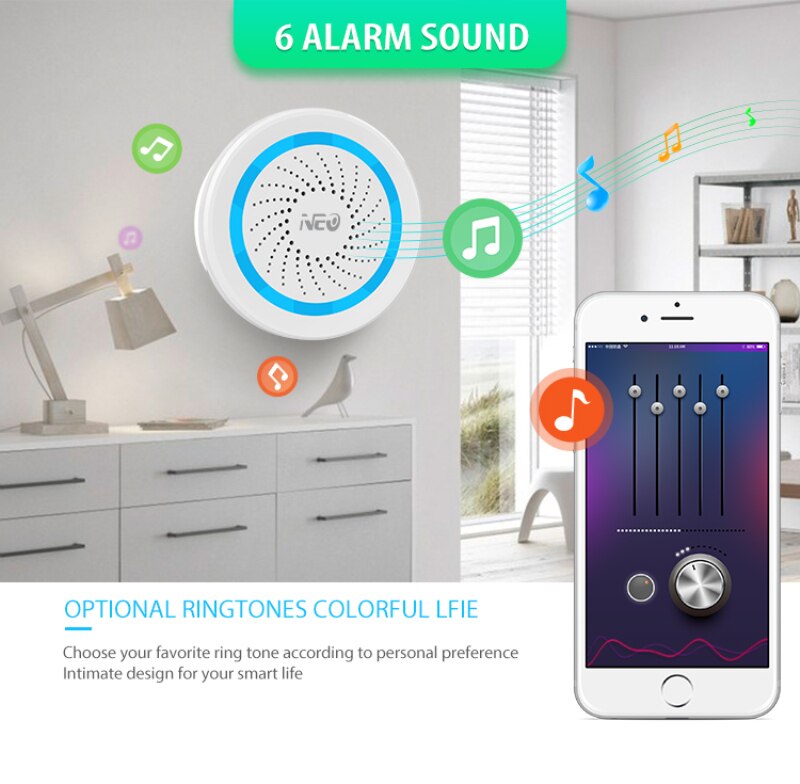 Z-Wave USB Smart Sound Light Alarm Siren Sensor With 300 Series And 500 Series NAS-AB02Z Smart Home Automation Security Alarm