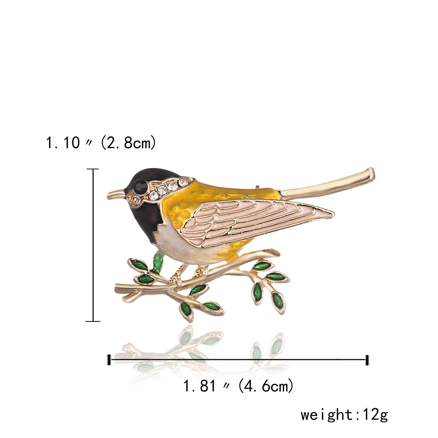 Rinhoo – broche d'oiseau volant en strass pour femmes, perles rondes, Animal, colibri, Badge Corsage: Couleur jaune clair
