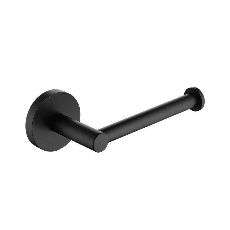 Mat sort håndklædeholder badeværelse kroge hardware sæt håndklæde bar sæbe opvask håndklæde ring toilet børste papir holder badeværelse tilbehør: Papirholder