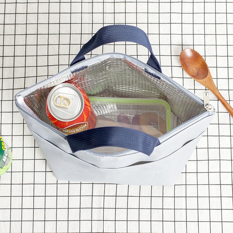 Hjemmekøkken oxford madpakke i stof vandtæt ensfarvet taske køletaske bento picnicpose madpakkepose