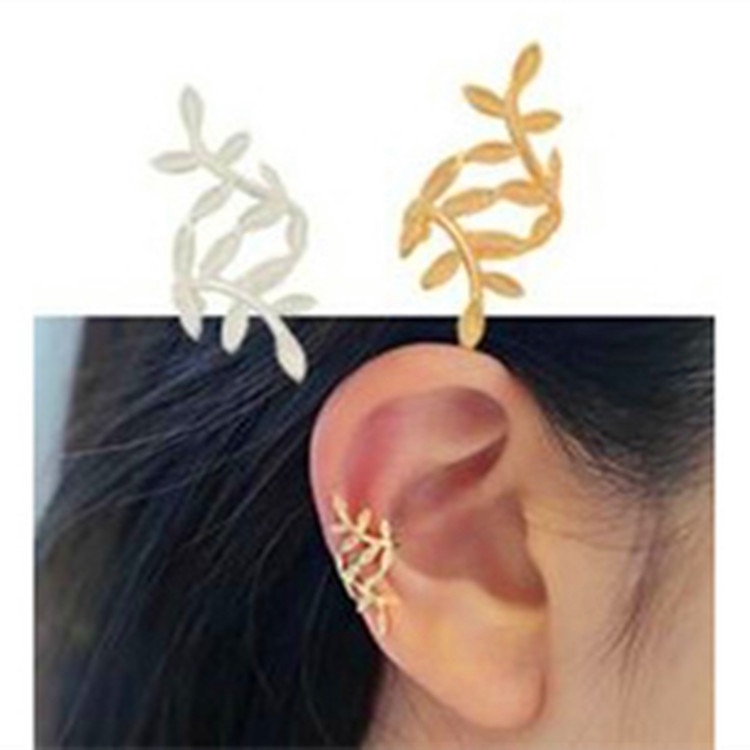 1PC Sliver Gold Color Leaf Shape Punk Ear Cuff Earrings No Piercing Earcuffs Clip Earrings For Women Clips party Jewelry