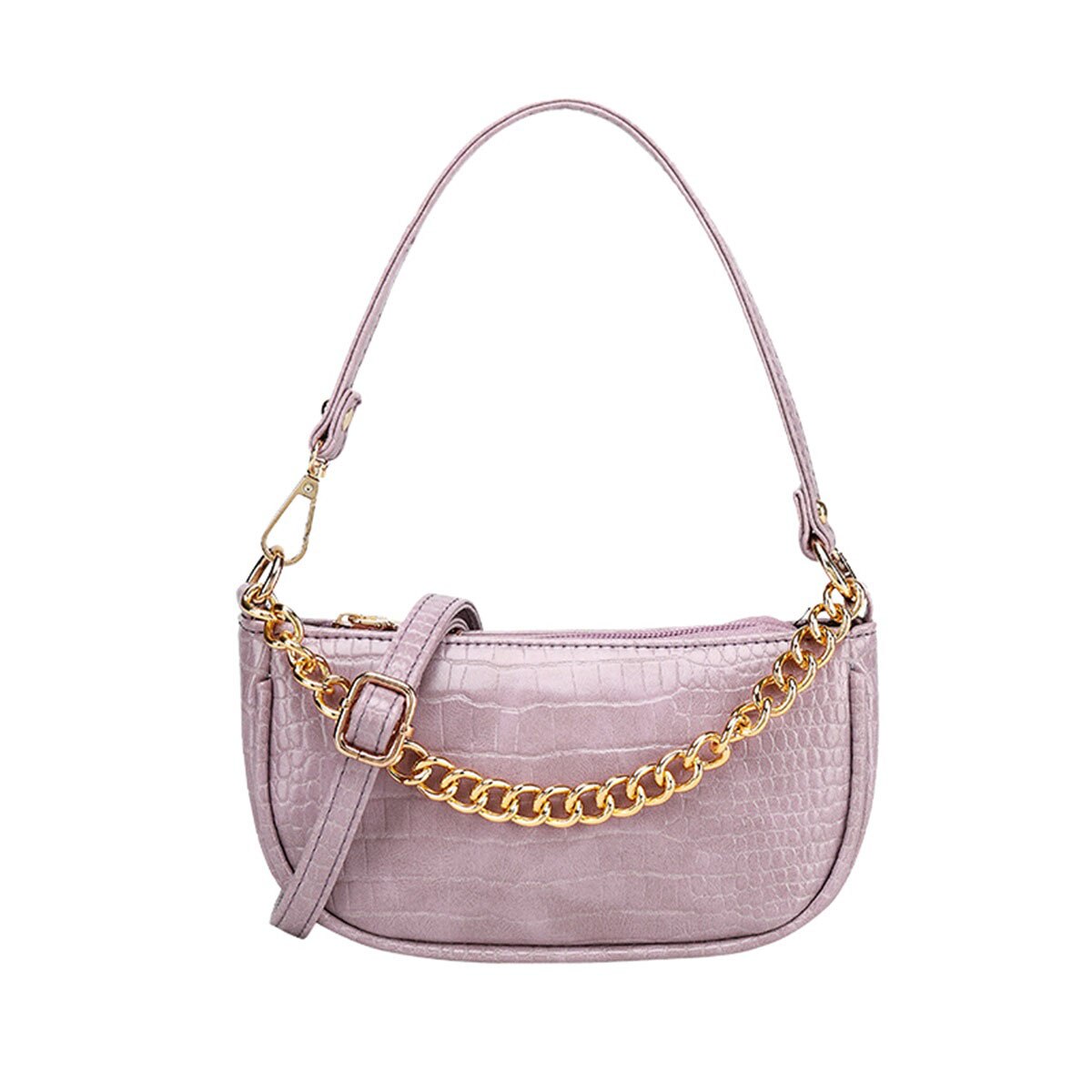 Women's Mini Shoulder Bag Alligator Solid Outdoor PU Postman Bag Chain Handbag: Purple