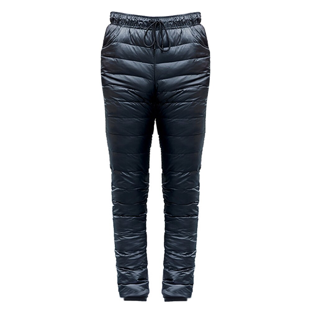 Winter Down Pants Outdoor Camping Skiing Pants Thicken Waterproof Trousers S-5XL Men Women Down Pants: Black / 5XL
