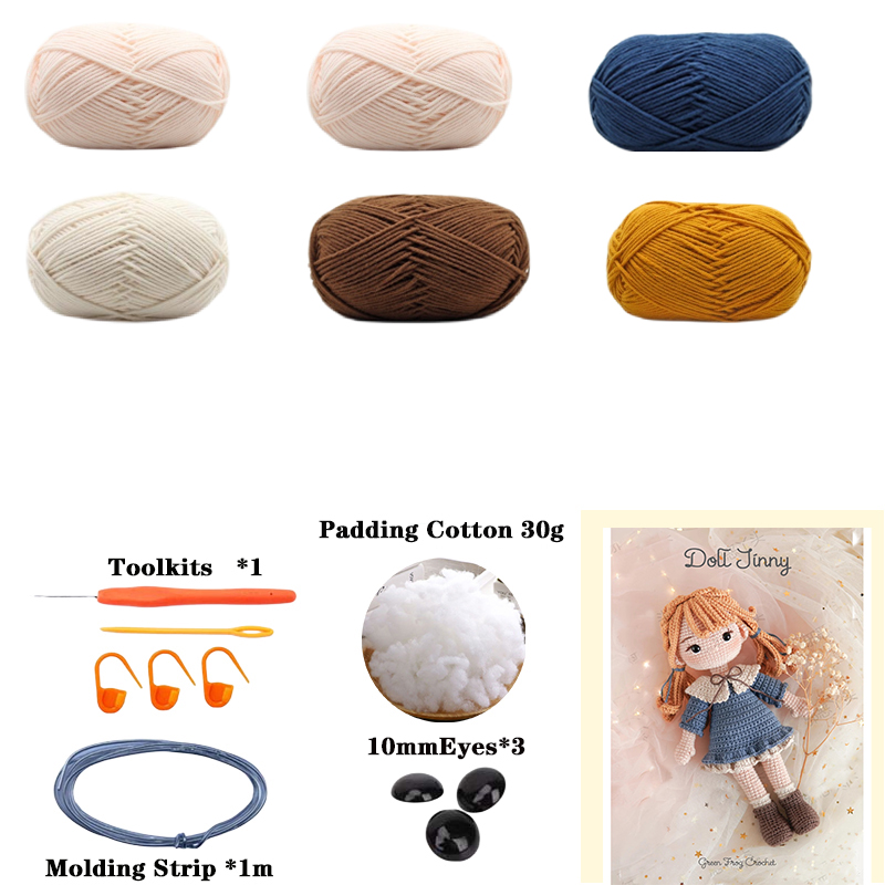 Gehaakte meisjes Amigurumi gehaakte pop truien DIY haak meisjes materiaal Kit met garen accessoires patroon kinderen cadeau Home Decor: Licht Groen