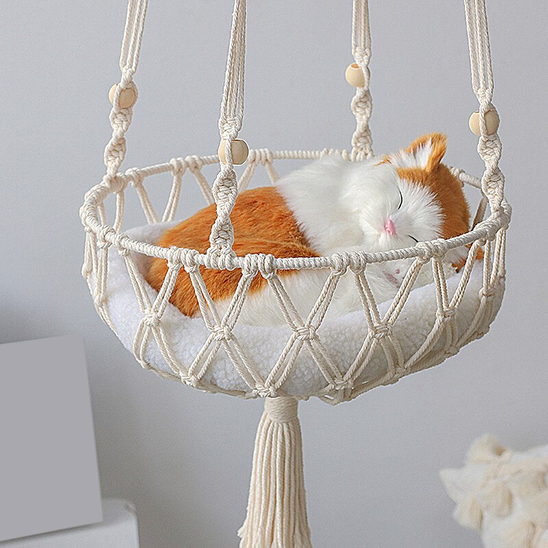 Grand hamac en macramé pour chat et chien, balançoire suspendue, panier pour animal de compagnie, accessoire pour la maison, lit pour chien et chat, 2022