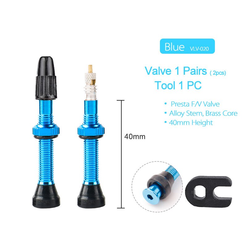 Fahrrad 1 Paar 40/60/80mm Presta Ventil für Rennrad MTB Fahrrad schlauchlos Reifen Durcheinander Ader Legierung Stengel schlauchlos Dicht Kompatibel: 40mm Blau 1 Paar