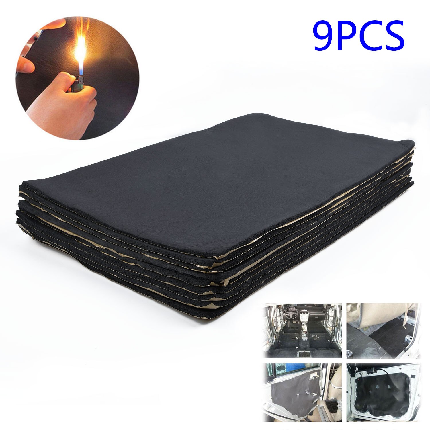 9Pcs 30Cm * 50Cm * 6Mm Schuim Auto Van Demping Isolatie Black Noise Isolatie Mode Verminderen trillingen En Rammelaars