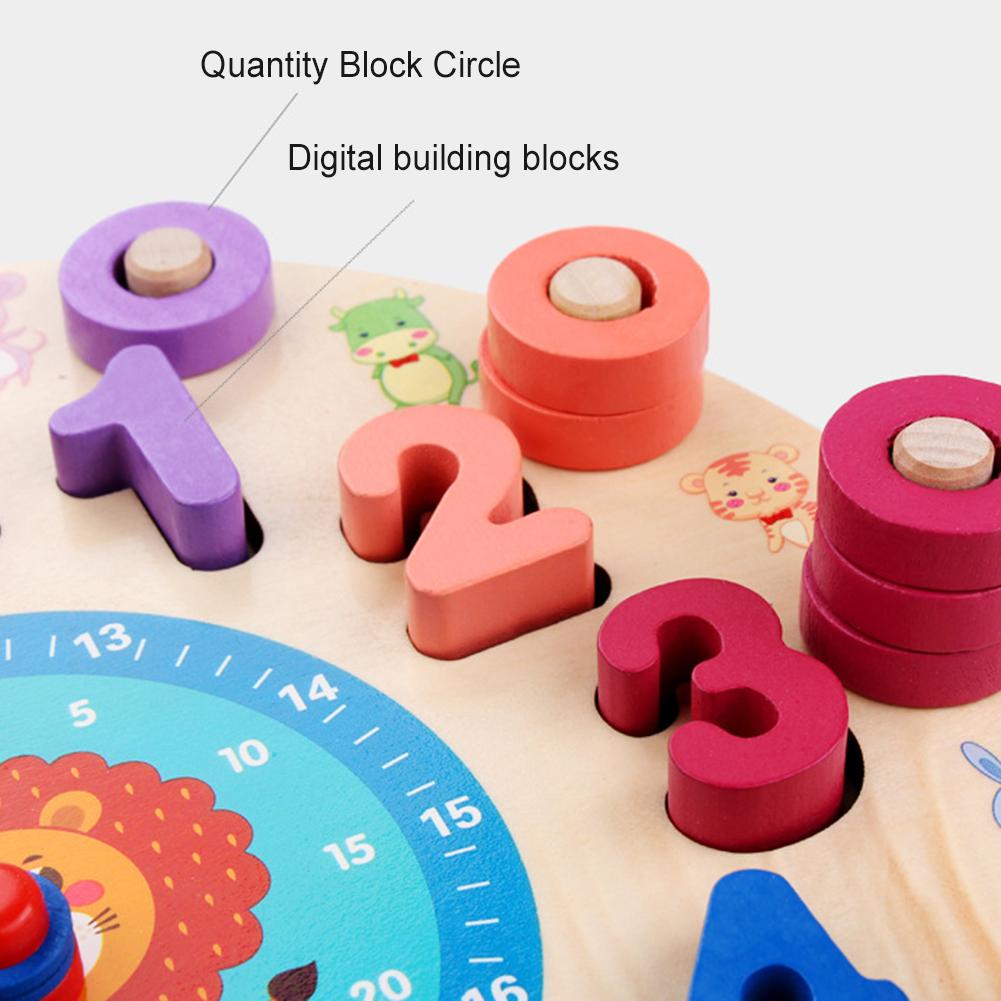 Kleurrijke Klok Tijd Nummer Ring Blokken Stapelen Legpuzzels Kinderen Kids Onderwijs Digitale Leren Geometrie Blokken Speelgoed