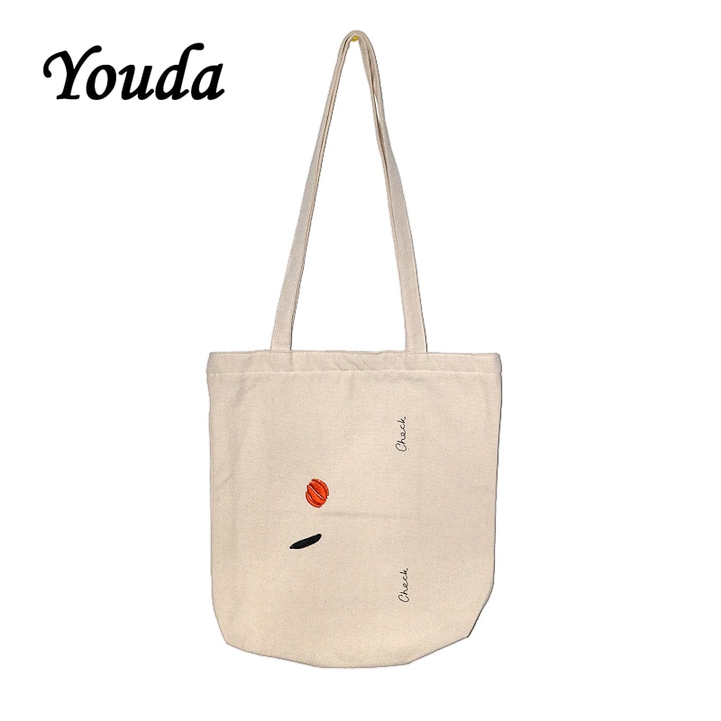 Youda Korea Harajuku Totes Embroidered Canvas Eco Bags Portable Original Shoulder Messenger Bag Handbag