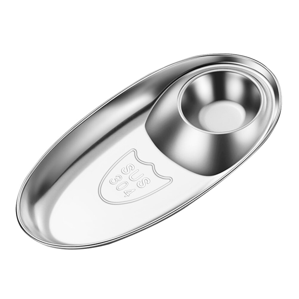 Korean Style Sauce Plate Flavor Small Stainless Steel Dish Snack Fried Chicken Plate: Silver