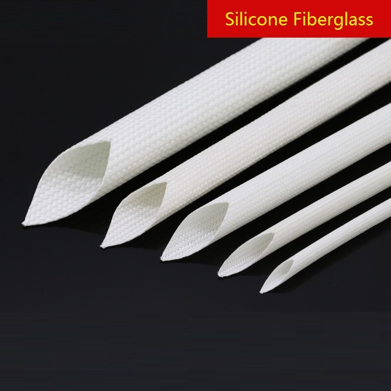 Manguito de fibra de vidrio de silicona de 6mm, cable resistente a las llamas, resina de silicona, tubo de protección aislado (blanco)-3/ 5/10 metros