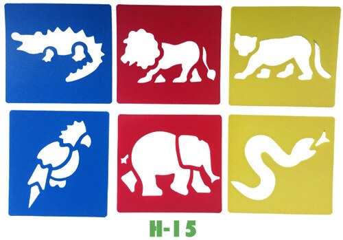 108 allerlei Figuren Schilderen Templates Voorschoolse Vroeg Onderwijs Tekening Tools Stencil voor Kids Air Brush/Spray voor Muur /venster: H-15 (6pcs)
