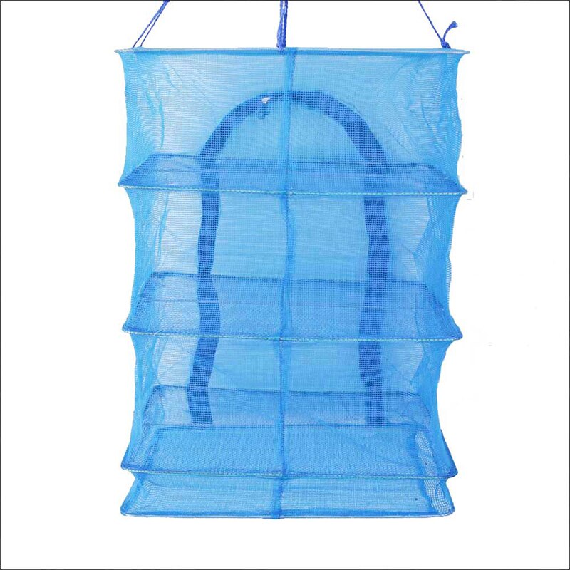 4 Layers Fish Mesh Hanging Net Durable Folding Fish Vegetable Dishes Dryer Net Drying Rack