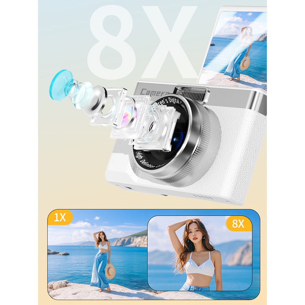 2.4 ' skærm 1080p hd digitalkamera anti-shake 8x zoom fotografering videokamera 4k optagelse autofokus basis ccd-kamera