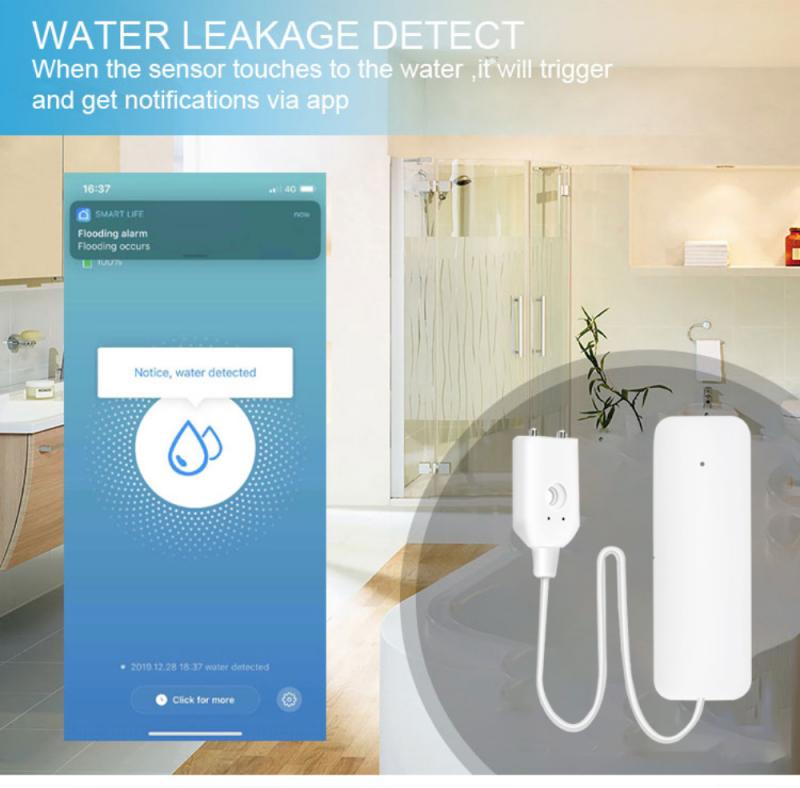 Tuya Zigbee Waterlek Sensor Detector Flood Alert Overloop Alarmsysteem Onafhankelijke Water Lekkage Alarm Smart Leven App