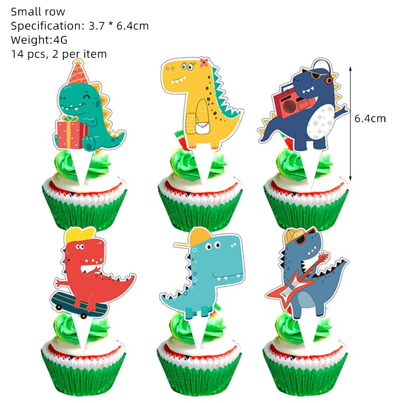 Cute Cartoon Dinosaur Cake Topper Dino Roar One 1st Birthday Dinosaur Cake Decor Jungle Safari Kids Jurassic World Supplies: Clear