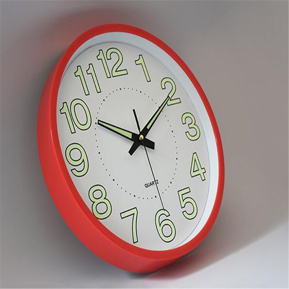 Luminous Wall Clocks Large Clock watch Horloge 3D DIY Acrylic Mirror Stickers Quartz Duvar Saat Klock Modern Mute: red