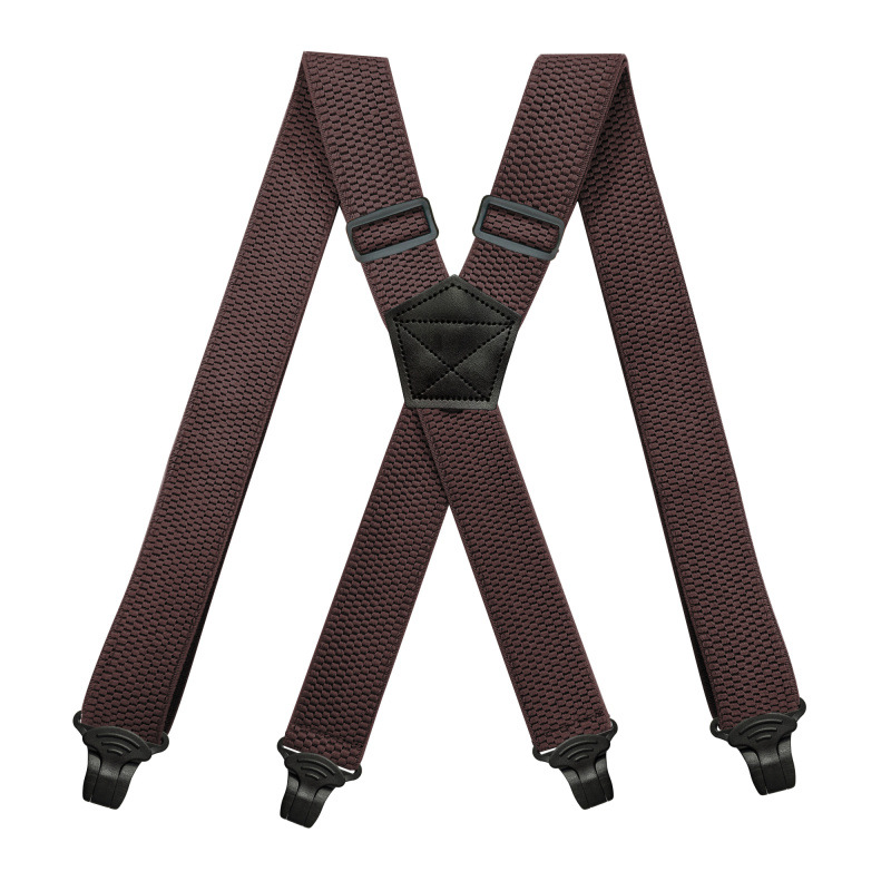 Deepeel-tirantes elásticos ajustables para hombre y adulto, suspensorio DE TRABAJO ancho con 4 clips, 3,5X120cm, 1 unidad: Coffee-120cm