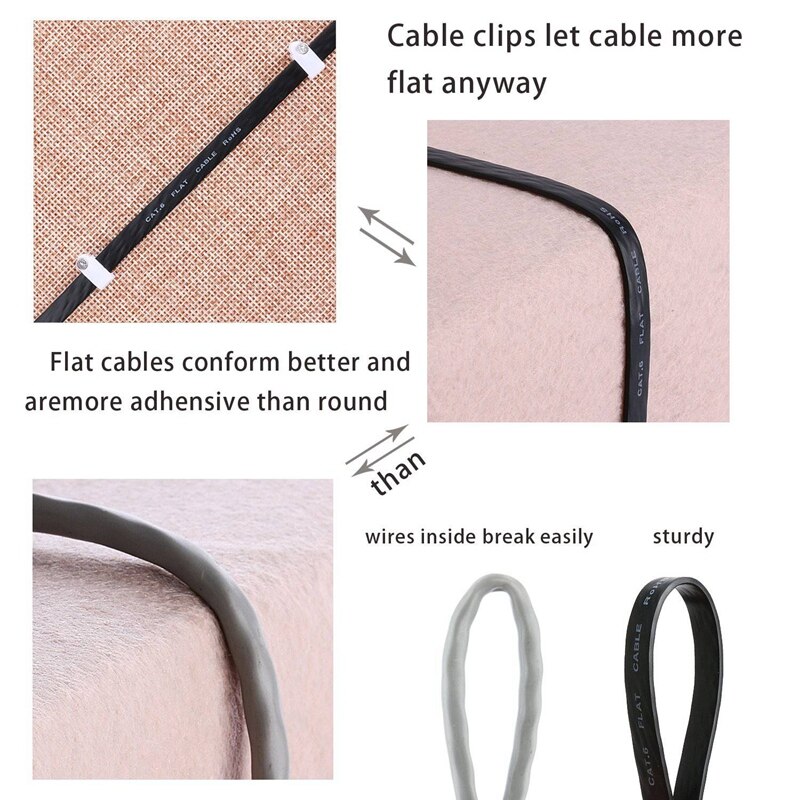 6 Pcs 1 Ft Flat Internet Network Cable Solid Cat6 High Speed Patch Lan Wire With Snagless Rj45 Connectors