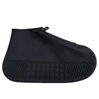 Couvre-chaussures imperméables en Silicone, surchaussures lavables, réutilisables avec fermeture éclair, résistantes aux bottes de pluie antidérapantes, pour hommes et femmes: black / XL