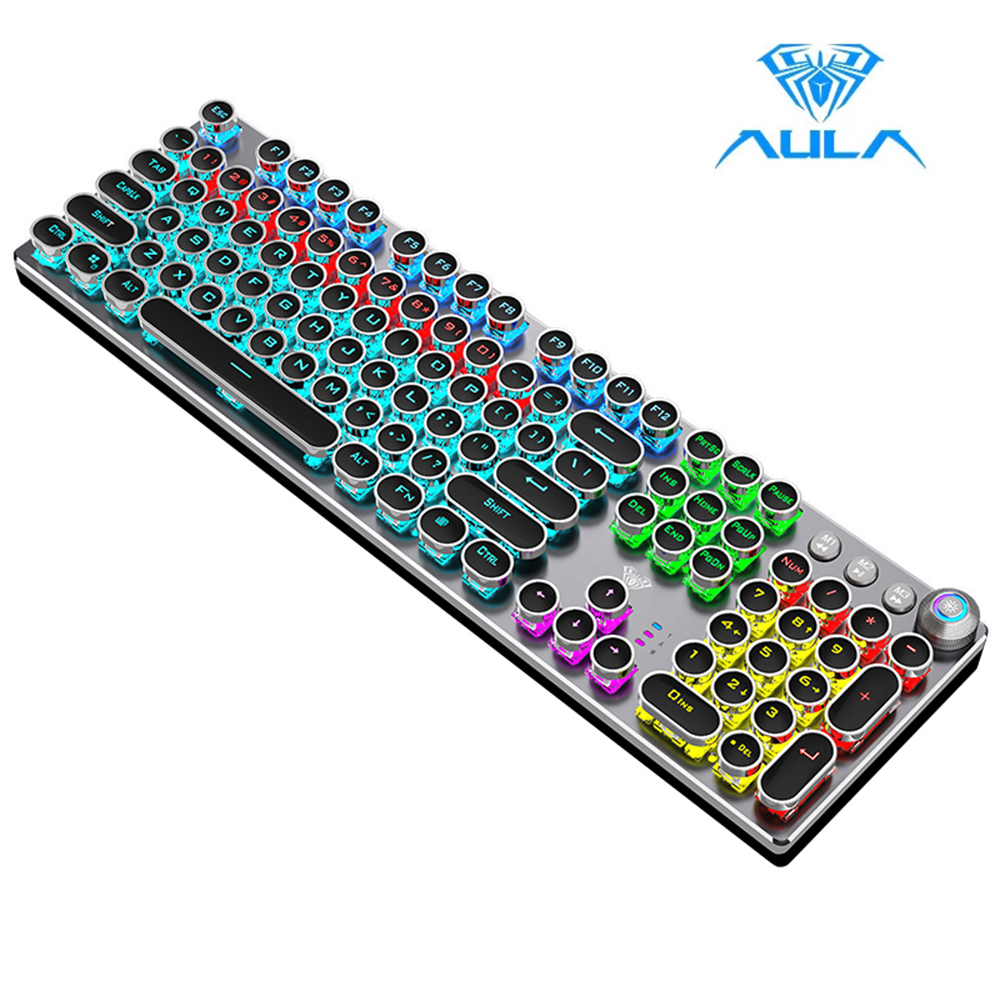 AULA Mechanical Keyboard Blue/ Black/Red/Brown Switch Gaming Keyboards for Tablet Desktop ADD Russian Spanish Korean Hebrew
