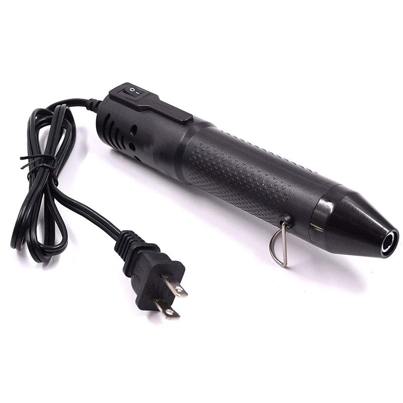 Penna termica goffrata, strumenti per penna ad aria calda penna termoretraibile ugello riscaldante elettrico multiuso 130W 110V (nero), spina americana: Default Title