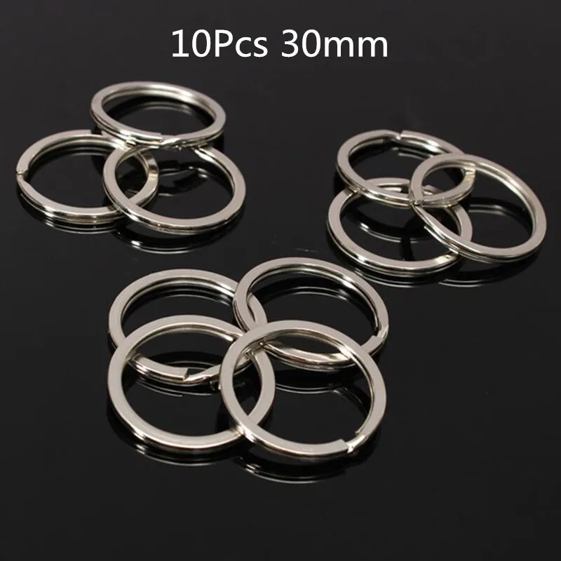 10/50 Stuks Metalen Sleutelhangers Met Split Ring Link Chain Sleutelhangers Keyfob Sleutel Hangers Houder Ringen Diy Sleutelhangers sleutelhanger: Zilver