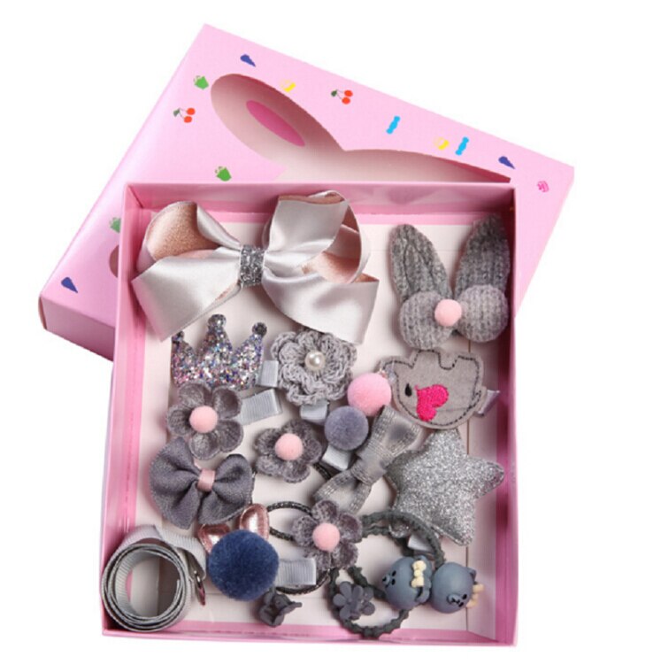 18 stks Kids Peuter Haarspeld Baby Meisjes Leuke Dier Prinses Haar Clip Set Haar Pin Schattige Baby Meisje Accessoires: Dark Grey