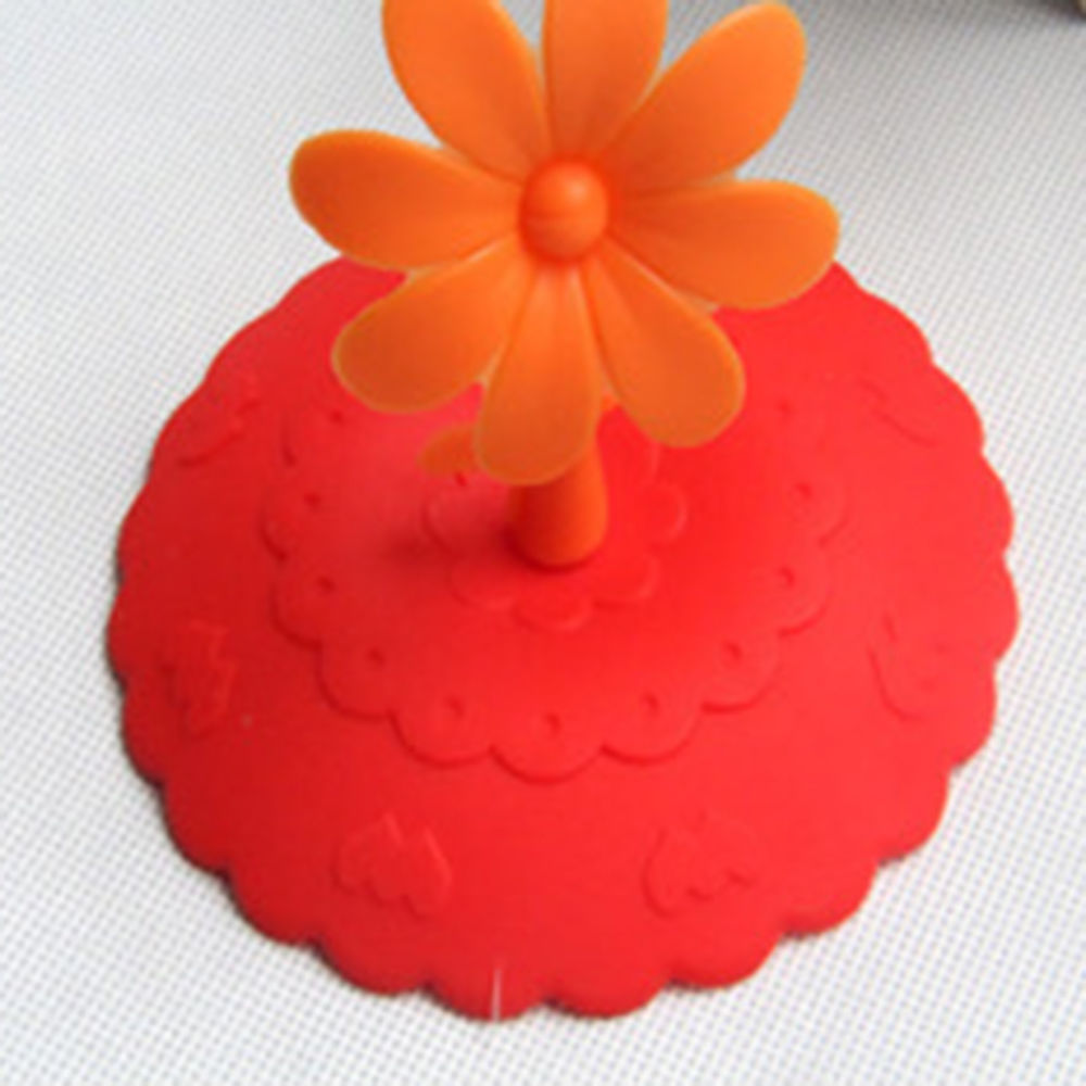 DIY Cup Cover Cute Anti-dust Silicone Cup Cover Coffee Suction Seal Lid Cap Silicone Airtight Love Spoon Novelty: Red