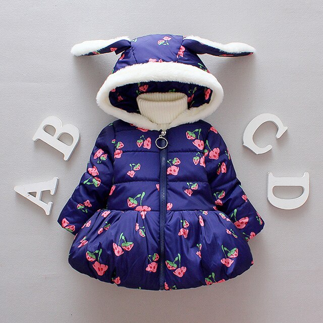 Parka pour filles de 1-3 ans | Veste chaude en coton pour enfants, vêtements d'extérieur printemps-automne pour tout-petits: Navy / 24M