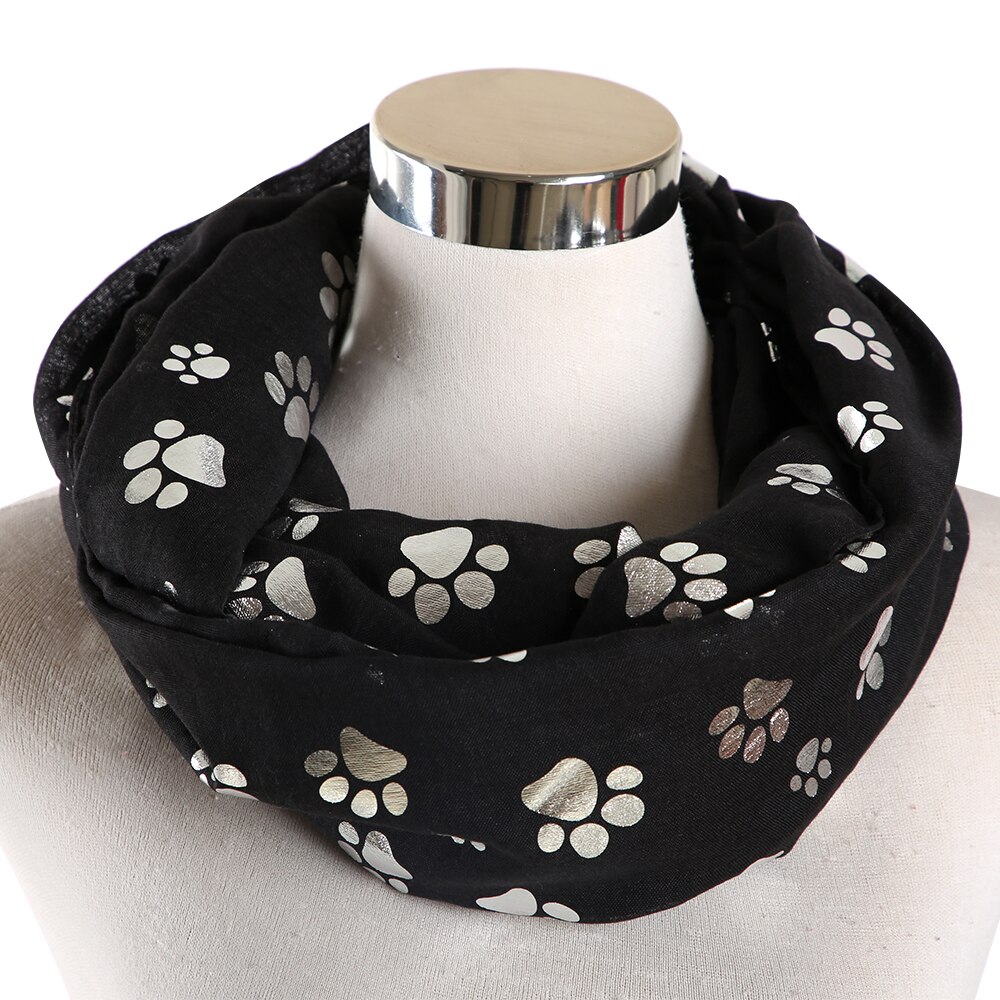 FOXMOTHER Neue Blau Grau Weiß Farbe Folie Splitter Katze Hund Pfote Schal Snood Ring Unendlichkeit Schal Frauen Damen