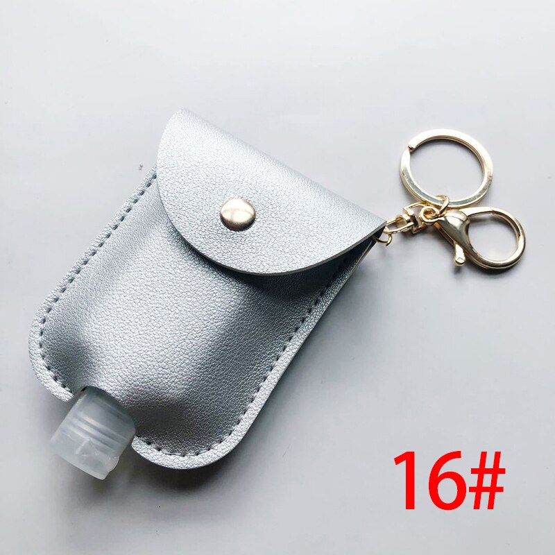 60Ml Reizen Lekvrije Leather Case Sleutelhanger Tas Hervulbare Lege Fles Voor Handdesinfecterend Bag Met Key Ringen Hanger fles: 16