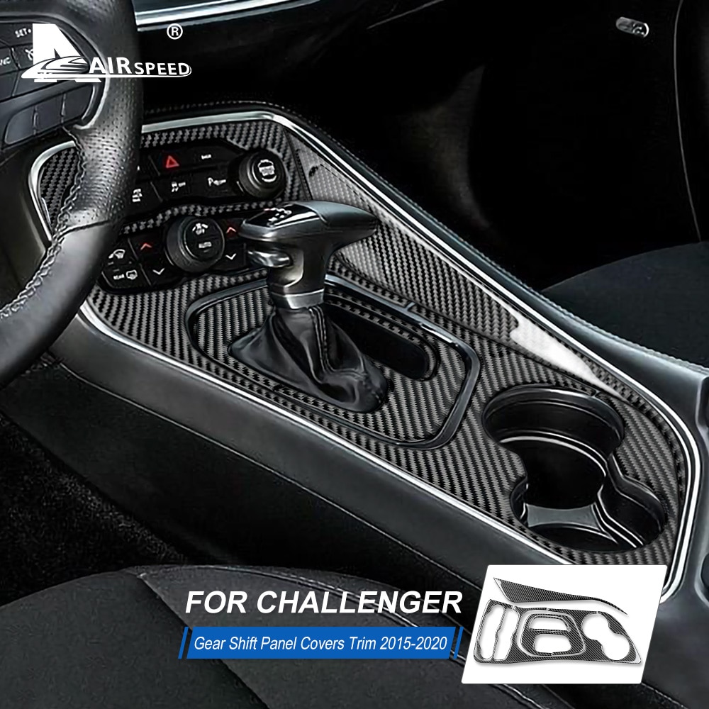 Airspeed Koolstofvezel Voor Dodge Challenger Accessoires Interieur Auto Versnellingspook Panel Cover Sticker