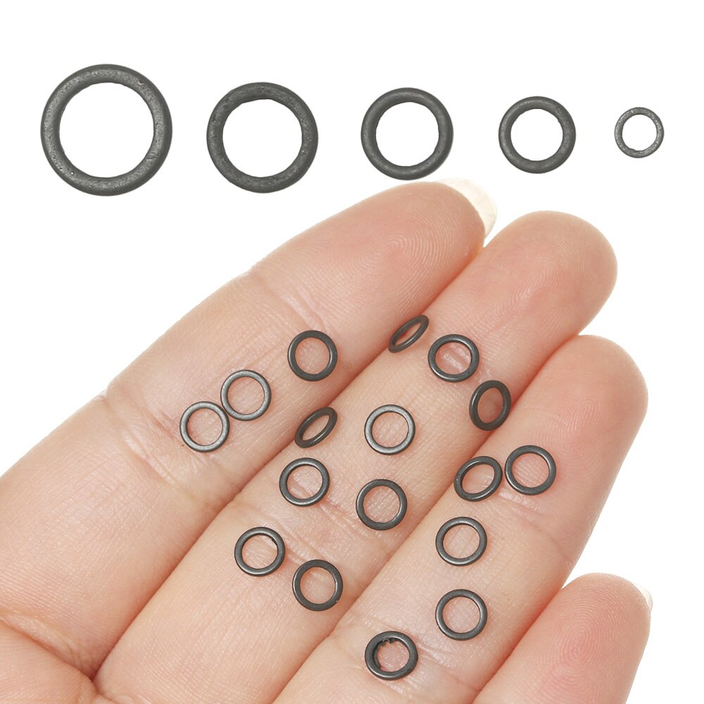 30 stk 2/3.2/3.7/4.4/5.3mm metall flat rund matt svart o ring karpe slitesterk fiskerigg terminal ende takle tippet rigg ring
