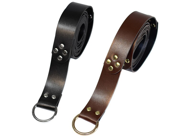 Middeleeuwse Wrap Riem Warriors Taille Ring Larp Kostuum Onderdelen Voor Volwassen Mannen Viking Knight Lederen Tailleband Keltische Gesp Geknoopt: 2 Belt with rivets